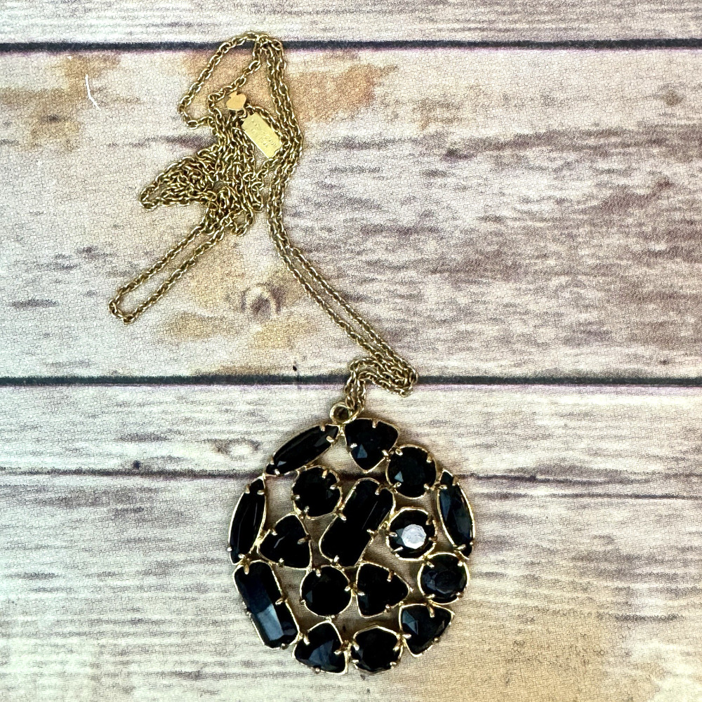 Kate Spade New York Black & Gold Desert Stone Long Pendant Necklace